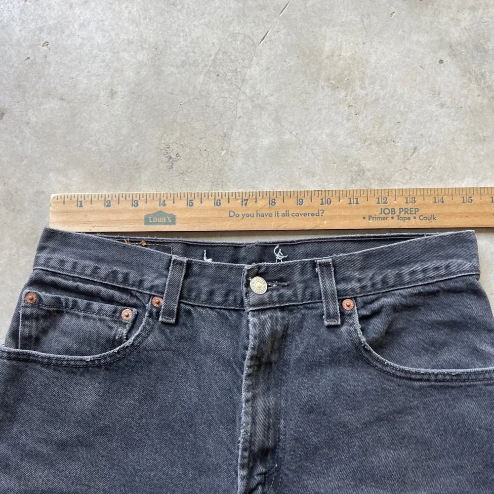 Vintage Levis 517 Mens Faded Black Distressed Bootcut Jeans 30x30 Denim Pants